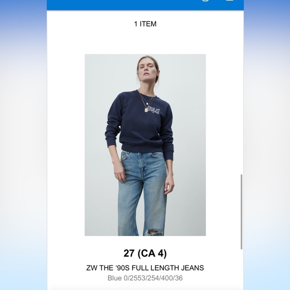 NWOT Zara ZW The‘90S Full Length Jeans - Picture 5 of 5